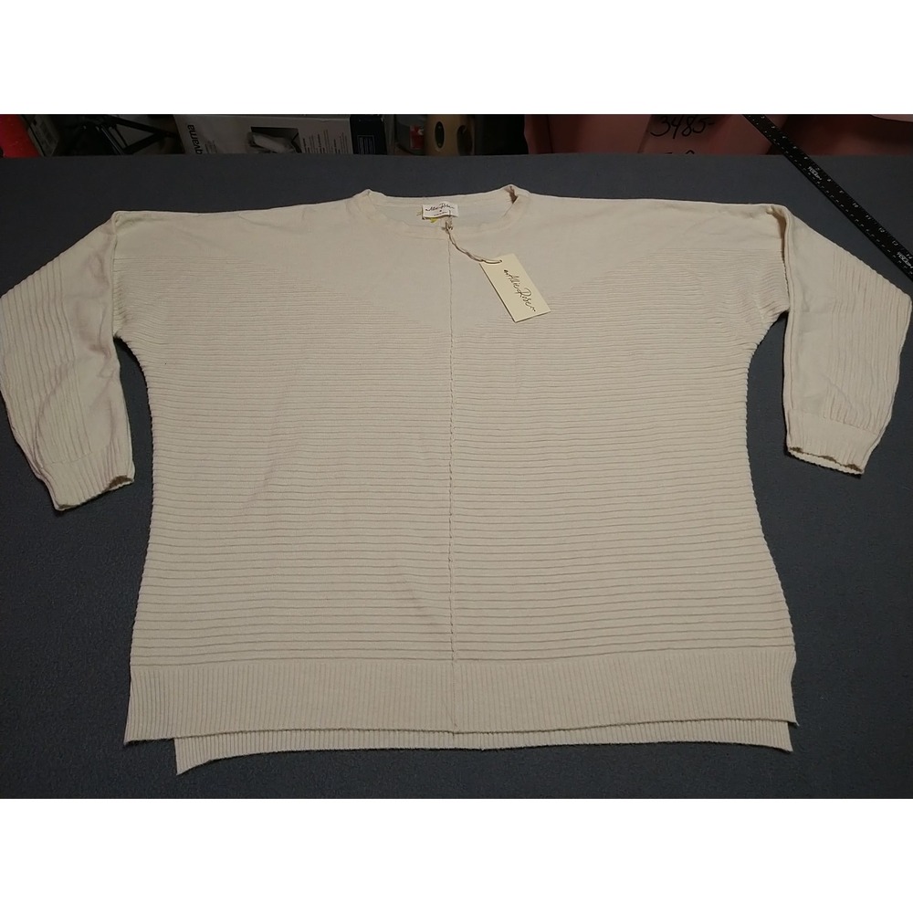 Allie Rose Sweater Ladies M Cream Soft Long Sleeve Ribbed Evening‎ Stretch Lite